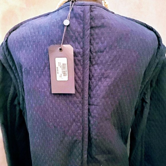 Rag & Bone Quilted Rope Accent Navy Blue Cotton Wrap Long Sleeved Coat - Picture 14 of 16